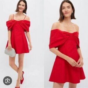 Hyacinth House Campton Vine Tate Dress Off Shoulder In Red Size M